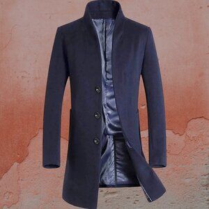 Vogstyle Men’s Wool Blend Stand Collar Coat – Asian Size L (Fits Like US S)
